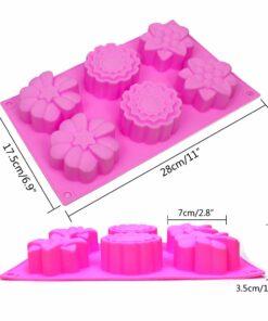 6 Cavity Assorted Silicone Flower Soap Mold