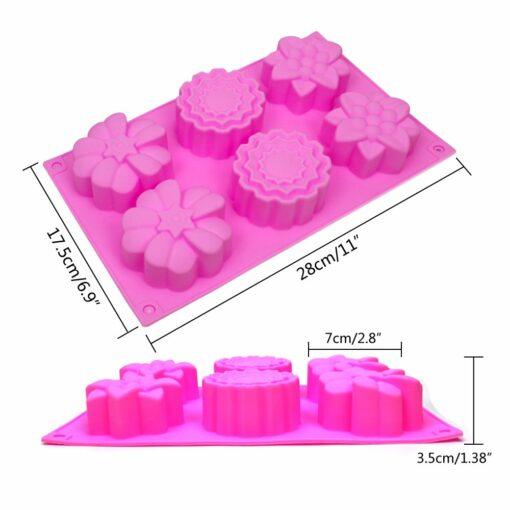 6 Cavity Assorted Silicone Flower Soap Mold