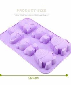 Alternative view of Vedini 6-Cavity Silicone Mould, Rabbit/Bear/Penguin Shaped, Random Color