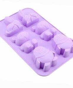 Vedini 6-Cavity Silicone Mould, Rabbit/Bear/Penguin Shaped, Random Color