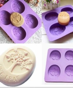 Alternative view of Vedini High Quality Silicone 4 Cavity One Leaf Tree Embeded Oval Handmade Soap Baking DIY Mold (Soap Weight: About 100 Grams) JKB-347