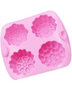 Alternative view of Vedini 4-Cavity Different Flowers Muffins Jelly Candle Mold Multi-Celerity Different Flowers Muffins Jelly Candle Mold, Multi-Color (55 gm approx)  JKB-337