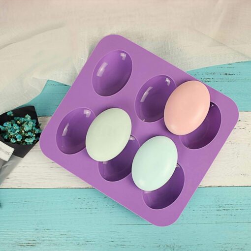 6 Cavity Silicone Oval Shape Easter Mould for Soaps