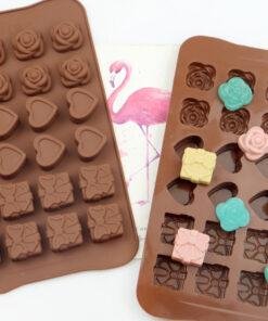 Rose and heart shape silicone chocolate mold
