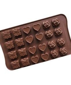 Alternative view of Vedini 24 cavity rose and heart shape silicone chocolate mold JKB-647