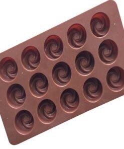 Alternative view of Vedini 15 hole Swirl shape silicon resin mold, Silicon chocolate moulds JKB-656