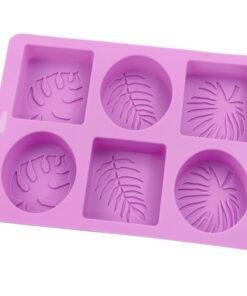 Alternative view of Vedini silicone cake 3d soap mould. 6 Cavity different leaf shape hand made soap mold JKB-319