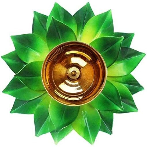 6",Green Colour, Deepak Lotus Oil lamp Colorful Kamal Design - Image 3