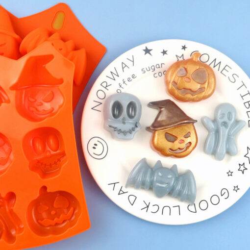 6 even halloween bat ghost cartoon silicone cake mold