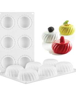 6 with oblique edge flat round mousse silicone mold