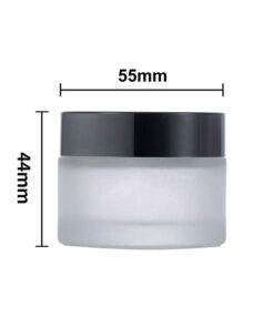 Alternative view of Vedini Frosted Glass jar with Black Cap and Plug
