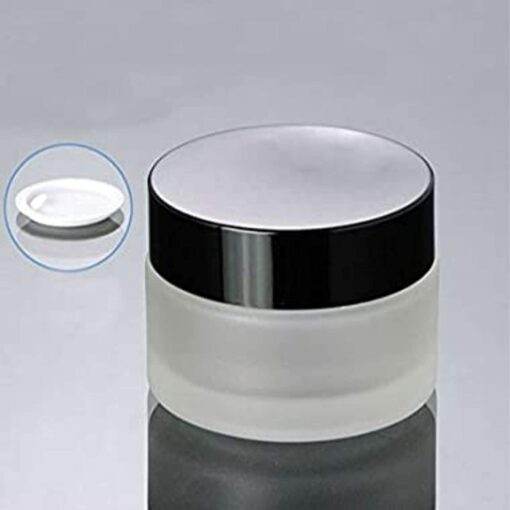 Frosted Glass jar with Black Cap and Plug