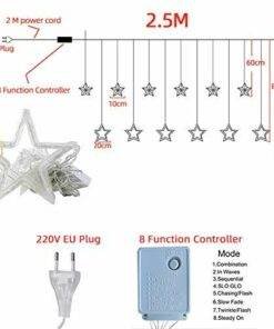 Alternative view of 12 Stars 138 Led Curtain String Lights Window Curtain Lights With 8 Flashing Modes Decoration For Christmas, Wedding, Party, Home, Patio Lawn Warm jkb-1014
