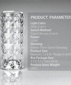 Alternative view of Crystal Table Lamp,16 Colors Changing RGB Touch JKB 1008
