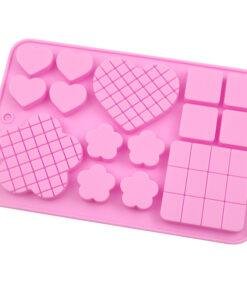 Alternative view of Vedini 15 Cavity Heart flower squares Silicone chocolate mold DIY handmade soap mold JKB-615