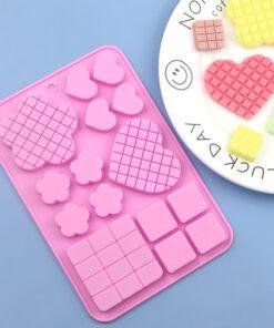 15 Cavity Heart flower squares Silicone chocolate mold