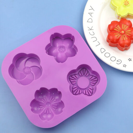 4 Cavity different flowers mold