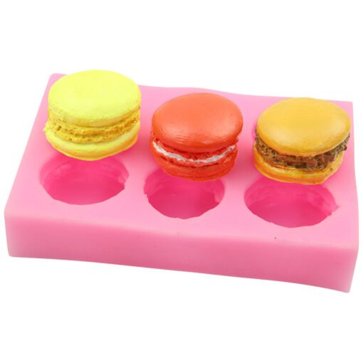 Vedini 6 Cavity 3D Macaroon Silicone Mold for Fondant, Macaron Hamburger Baking Molds, Candle Mold JKB-184 - Image 3