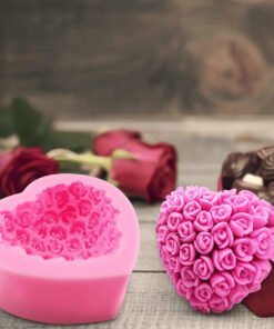 Alternative view of Vedini 3D Rose Flower Silicone Candle Molds Valentine Heart Shaped DIY Code 164
