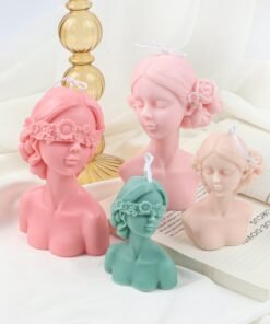 Alternative view of Vedini Blindfolded Girl portrait Candle silicone mold DIY character scented candle mold Code 101 and 103
