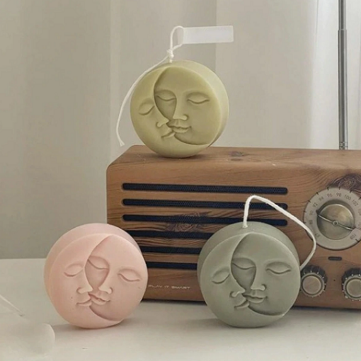 Vedini 3D Sun Moon Face Soft Silicone Candle Mold Code 135 - Image 3