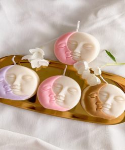 Alternative view of Vedini 3D Sun Moon Face Soft Silicone Candle Mold Code 135