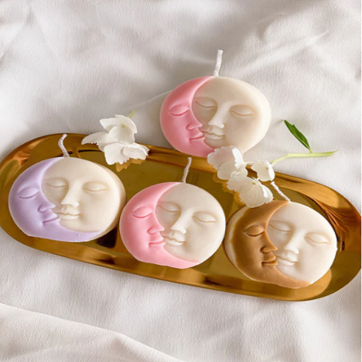 Vedini 3D Sun Moon Face Soft Silicone Candle Mold Code 135 - Image 2