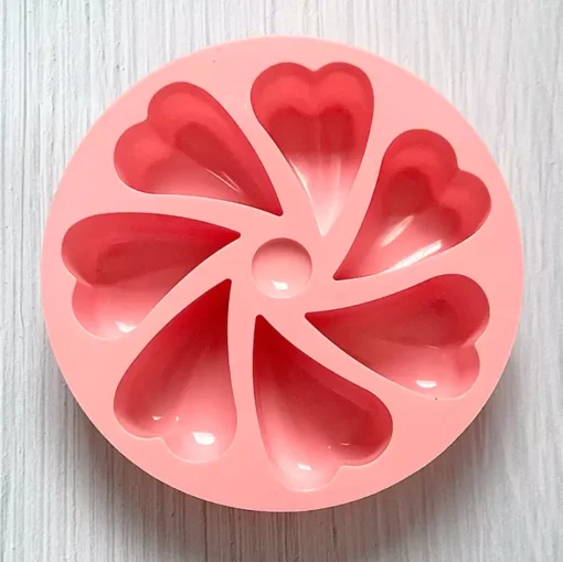 7 Cavity Heart Swirls Silicone Mold