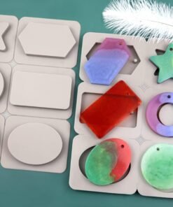 Alternative view of Vedini 6 Cavity Different Shape Hanging Wax Mold | Fondant Silicone Mold with Hanging Hole | Dried Flowers Resin Soap Clay Craft Jewelry Making Molds Jkb - 195
