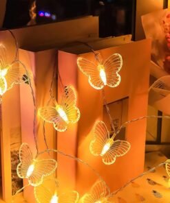 Vedini 14 Butterfly Diwali Decoration led Lights for Home Decoration, led Butterfly Ganesha Light Wall Lights,Butterfly led Light for Diwali Decoration Warm Yellow Lights 2 Pin Plug jkb -1024