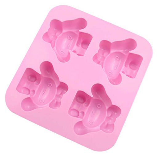 Vedini 4 Cavity Magnolia dog system dumpling character cute silicone cake mold JKB-724 - Image 3