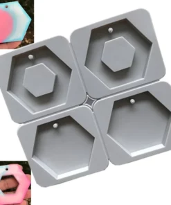 Alternative view of Vedini 4 cavity sexangle shape, Hanging And Wax Tablet cake Mold. JKB-741