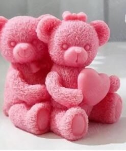 Teddy Couple Heart Candle Mold