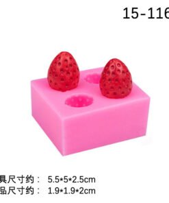 Alternative view of Vedini 4 Cavity Strawberry Shape Chocolate Mold | 3D DIY Fondant Silicone Mold | Baking Tools for Cake Chocolate Candy Ice Jelly Soap | Baking Molds | for Cake Cupcake Topper Decoration (Small 1 Mold) CFM-182 and 181