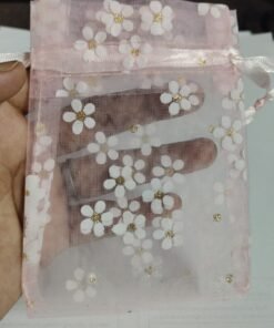 Alternative view of Vedini Pink Organza Pouch Bag Potli 10pc (h- 13cm w- 9cm)