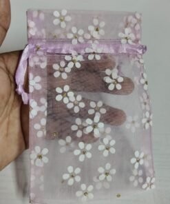 Alternative view of Vedini Baby pink Organza Pouch Bag Potli 10pc (h- 14cm w- 9cm)