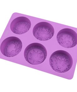 Alternative view of Vedini 6 Cavity Round flower butterfly silicone mold jkb-2008