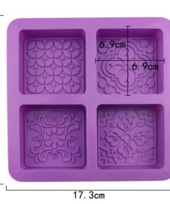 Alternative view of Vedini 4 Cavity square pattern silicone chocolate moon cake mold jkb-2007