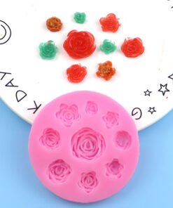 9 cavity rose fondant silicone mold