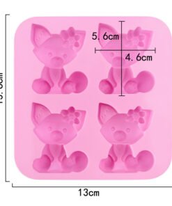 Alternative view of Vedini 4 Cavity cartoon fox silicone mold chocolate mold jkb-2011