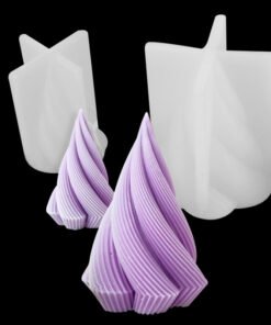 Alternative view of Vedini Twisted Spiral Cone Shape Column Candle Mold I 3D Conical Geometric Thread Pillar Tree Silicone Mould  no SCM Jkb-762