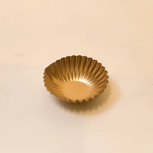 Vedini Golden Glossy Diwali Metal Round Diya, For Home Decor & Gifting
