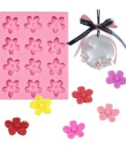 Vedini 12 Cavity Flower Fondant Molds Plum Cherry Blossom Cake Decoration Candle Decoration Mold Scented Wax Molds Handcrafted Silicone Candle Mold Decorated Resin Gypsum Clay Craft Silicone Mold 49107