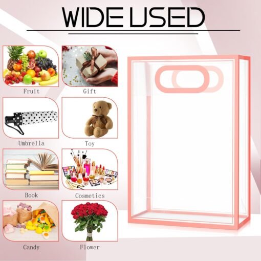 Vedini Pack of 6 Transparent Goodie Bags Clear Gift Bags for Return Gifts, Birthday, Valentine, Wedding, Festival, Shopping – Multipurpose Bags - Image 6