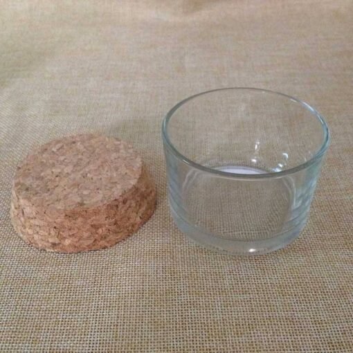 Vedini Wide Mouth Candle Glass Jar with Cork Lid Option – Rustic Salt Container with Easy Access Opening for Kitchen & Table Use (Clear Finish) - Image 4
