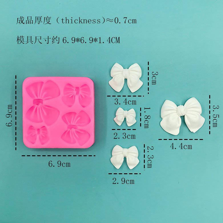 Vedini 4 Cavity Bow Square cake chocolate fondant mold western baking mold jkb 5154 - Image 2