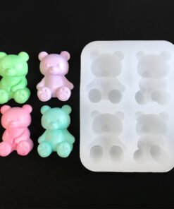 Vedini 4 Cavity small strawberry bear silicone bear mold aromatherapy pendant fondant chocolate cake decoration Mold JKB 5083