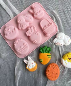 Vedini Easter Egg Bunny Basket Silicone Mold Chocolate Fondant Cake Shape Decoration Mold JKB 5080