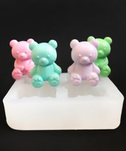 Alternative view of Vedini 4 Cavity small strawberry bear silicone bear mold aromatherapy pendant fondant chocolate cake decoration Mold JKB 5083