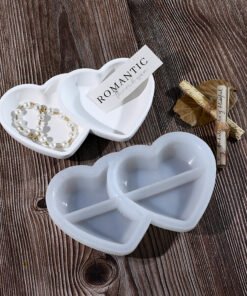 Alternative view of Vedini Double Heart Bowl Silicone Mold | DIY Epoxy Resin, Cement, Jesmonite, Plaster Mold for Candle Holder, Jewelry Dish, Trinket Tray, Gift Making 5118